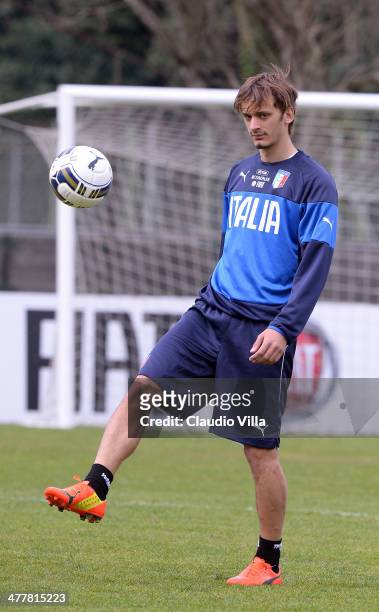 Manolo Gabbiadini of Italy during Italy Training Camp - Day 2 at Acqua Acetosa on March 11, 2014 in Rome, Italy.