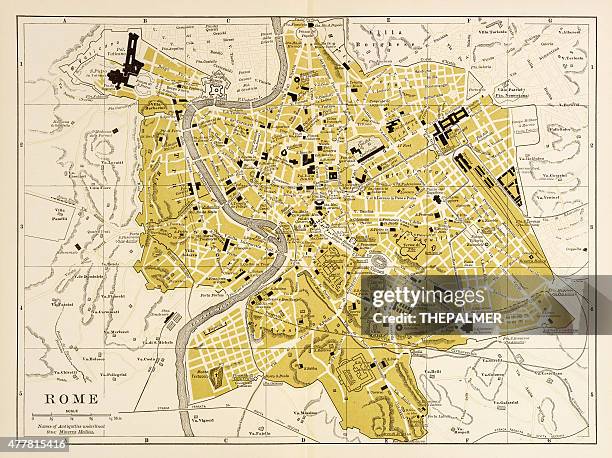 map of rome 1894 - rome italy map stock illustrations