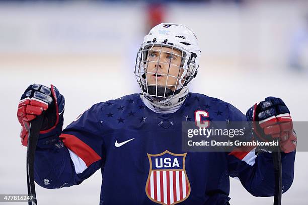 Andy Yohe of the United States looks on during the Ice Sledge Hockey Preliminary Round Group B match between the United States of America and Russia...