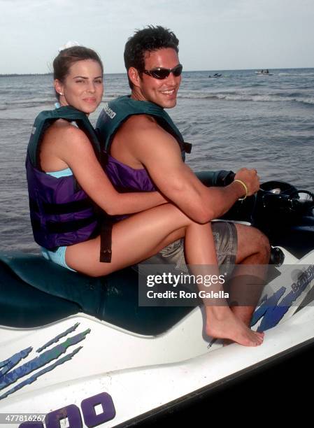 Actress Julianne Morris and actor Eddie Cibrian attend the Westin Rio Mar Beach Resort Celebrity Sports Invitational - Sea-Doo Finals on May 24, 1997...