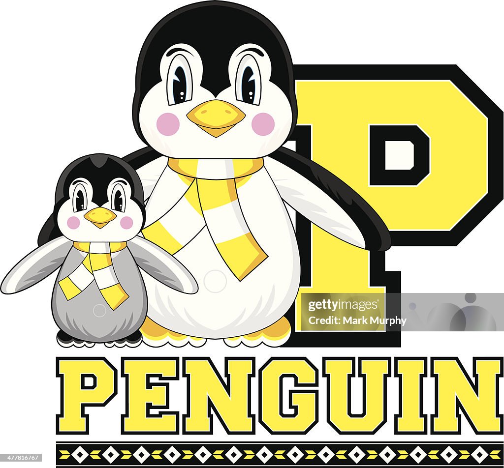 Cute Penguin Learning Letter P
