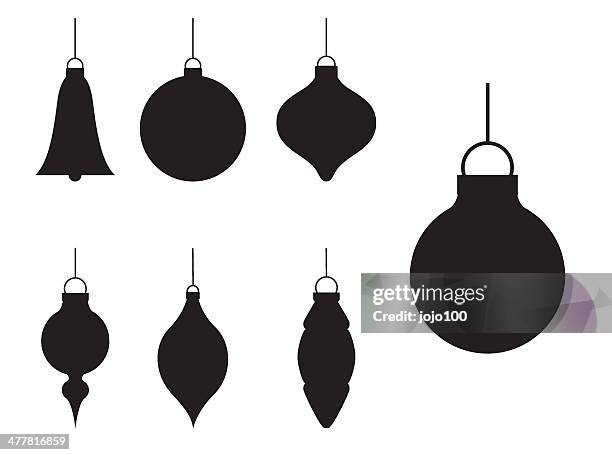 ilustraciones, imágenes clip art, dibujos animados e iconos de stock de varios silueta adornos navideños - christmas balls