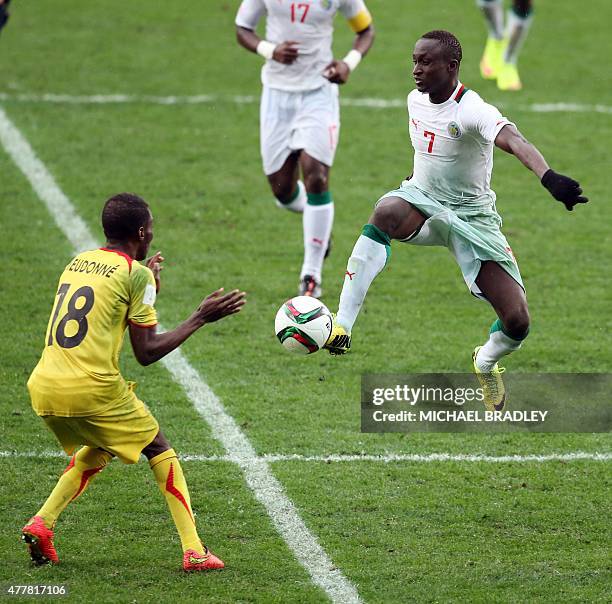 Senegal's Ibrahima Wadji fights for the ball with Mali's Dieudonne Gbakle during the FIFA Under-20 World Cup football play-off for third place...