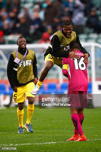 Souleymane Sissoko of Mali celebrates with goal keeper Djigui Diarra following the FIFA U-20 World Cup Third Place Play-off match between Senegal and...