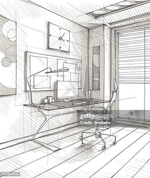 design - wood table perspective stock illustrations