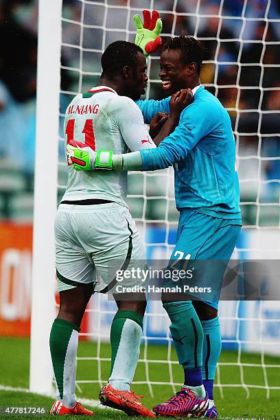 Ibrahima Sy of Senegal celebrates after saving a penalty goal with Malick Niang of Senegal during the FIFA U-20 World Cup Third Place Play-off match...