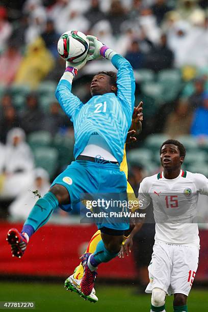 Ibrahima Sy of Senegal saves an attempt at goal during the FIFA U-20 World Cup Third Place Play-off match between Senegal and Mali at North Harbour...