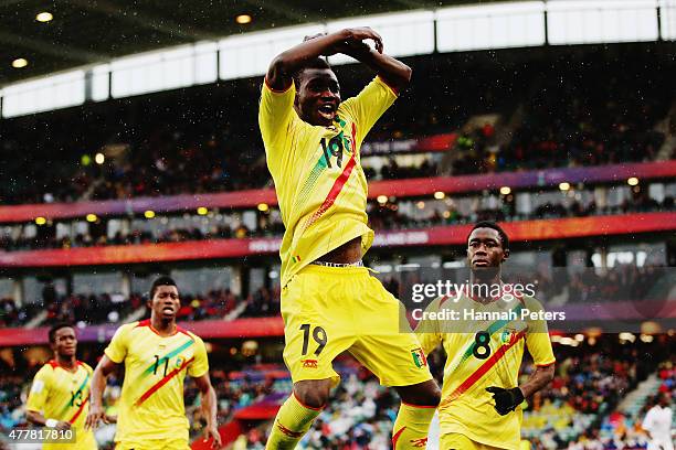 Adama Traore of Mali celebrates after scoring a goal with Malick Toure of Mali and Diadie Samassekou of Mali during the FIFA U-20 World Cup Third...