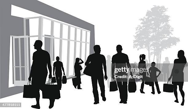 shopping crowd - crowded store stock illustrations