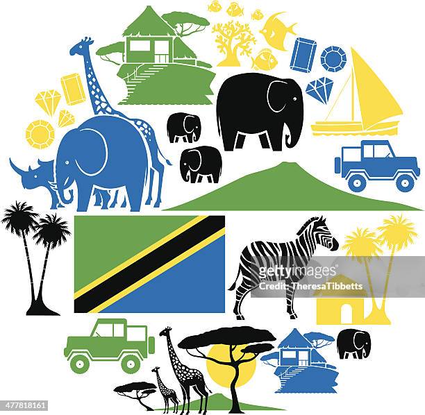 ilustrações de stock, clip art, desenhos animados e ícones de tanzânia conjunto de ícones - tanzania