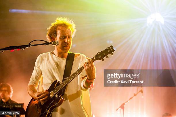 Al Doyle of Hot Chip performs on stage during day 2 of Sonar Music Festival on June 19, 2015 in Barcelona, Spain.