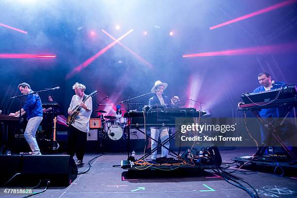 Hot Chip perform on stage during day 2 of Sonar Music Festival on June 19, 2015 in Barcelona, Spain.