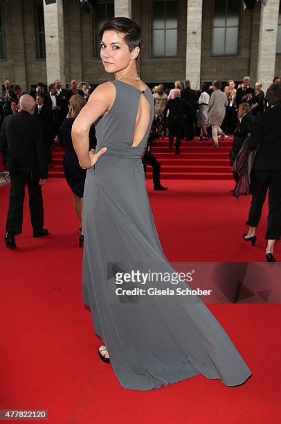 Henriette Richter-Roehl arrives for the German Film Award 2015 Lola at Messe Berlin on June 19, 2015 in Berlin, Germany.