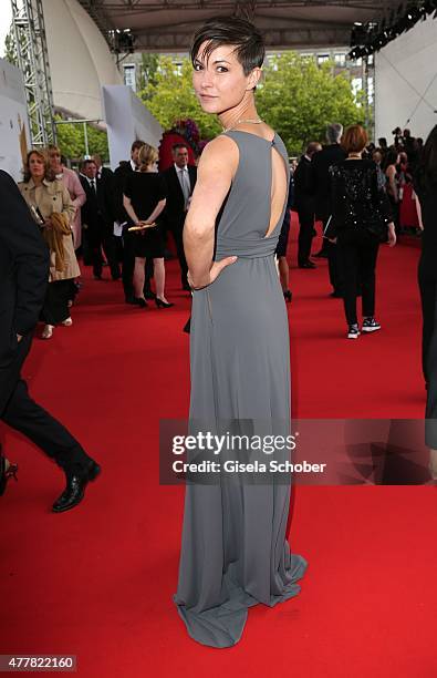 Henriette Richter-Roehl arrives for the German Film Award 2015 Lola at Messe Berlin on June 19, 2015 in Berlin, Germany.