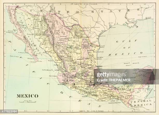 map of mexico 1894 - mexico map 幅插畫檔、美工圖案、卡通及圖標