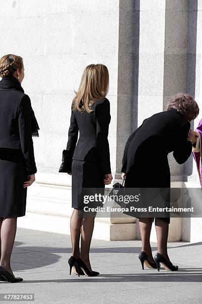 Queen Sofia, Princess Letizia and Princess Elena of Spain attend the memorial service for the victims of the March 11, 2004 terrorist attacks that...