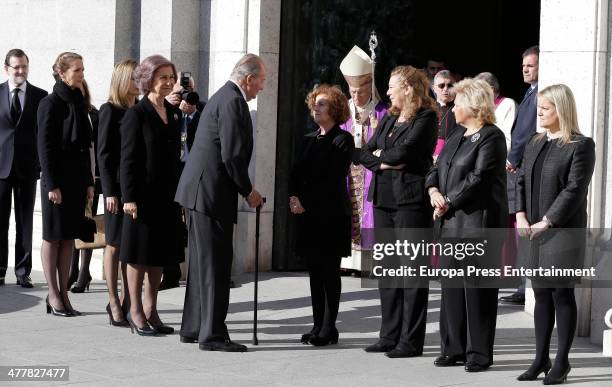 King Juan Carlos of Spain, Queen Sofia, Princess Letizia and Princess Elena of Spain attend the memorial service for the victims of the March 11,...