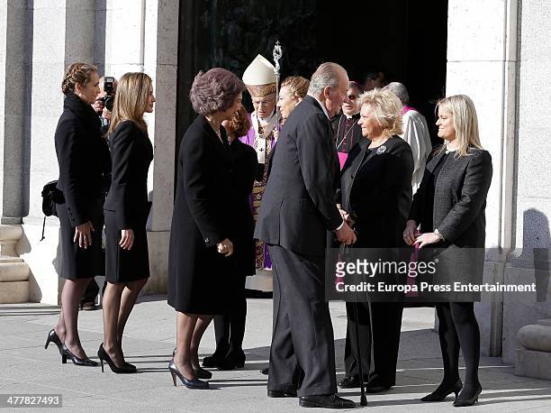 King Juan Carlos of Spain, Queen Sofia, Princess Letizia and Princess Elena of Spain attend the memorial service for the victims of the March 11,...