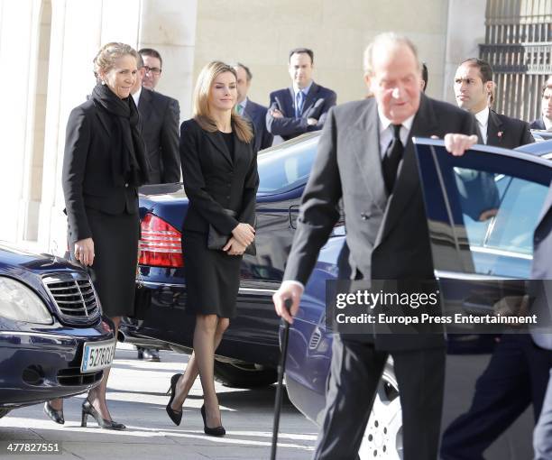 King Juan Carlos of Spain, Princess Letizia and Princess Elena of Spain attend the memorial service for the victims of the March 11, 2004 terrorist...