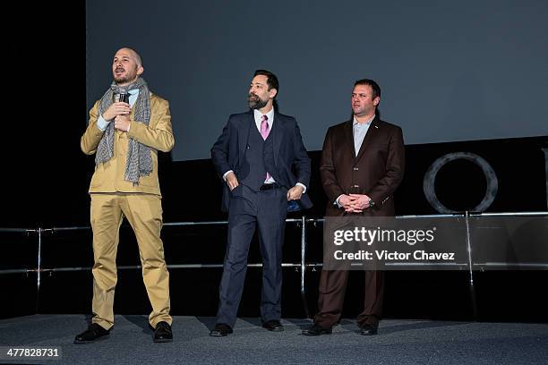 Director Darren Aronofsky, Producer Ari Handel and Producer Scott Franklin attend the premiere of Paramount Pictures' "NOAH" at Pepsi Center on March...