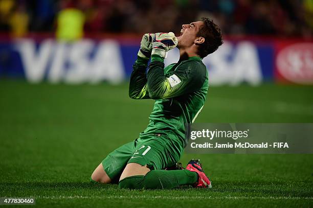 Jean of Brazil celebrates his teams goal during the FIFA U-20 World Cup Final match between Brazil and Serbia at North Harbour Stadium on June 20,...