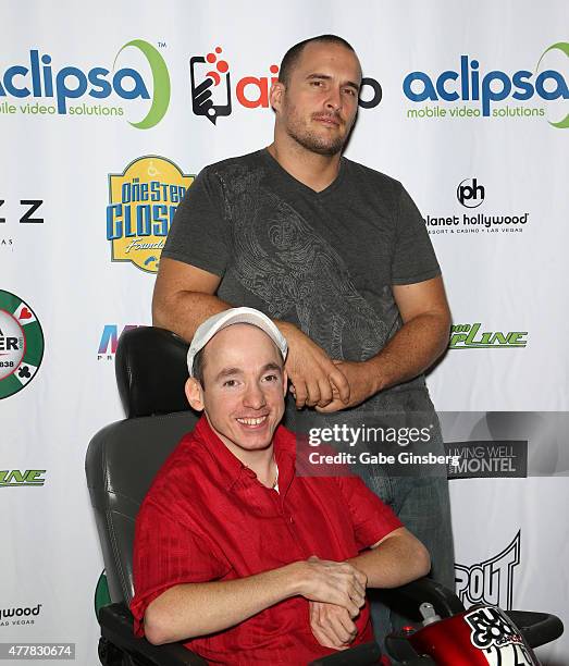 One Step Closer Foundation founder Jacob Zalewski and actor/stuntman Erik Aude attend the Raising the Stakes for Cerebral Palsy Celebrity Poker...