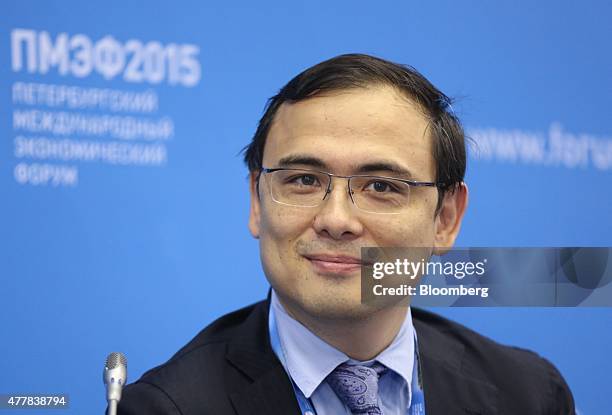 Sergey Solonin, cheif executive officer of Qiwi, pauses during a session at the St. Petersburg International Economic Forum in Saint Petersburg,...