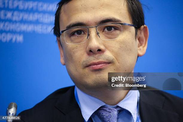 Sergey Solonin, cheif executive officer of Qiwi, pauses during a session at the St. Petersburg International Economic Forum in Saint Petersburg,...