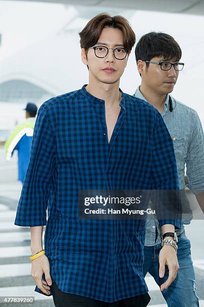 South Korean actor Park Hae-Jin is seen on departure at Incheon International Airport on June 20, 2015 in Incheon, South Korea.