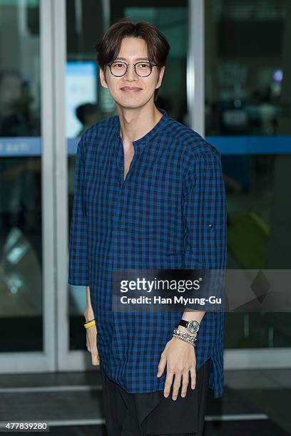 South Korean actor Park Hae-Jin is seen on departure at Incheon International Airport on June 20, 2015 in Incheon, South Korea.