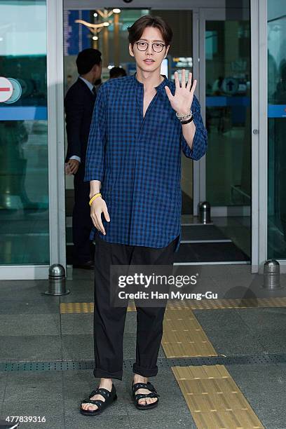 South Korean actor Park Hae-Jin is seen on departure at Incheon International Airport on June 20, 2015 in Incheon, South Korea.