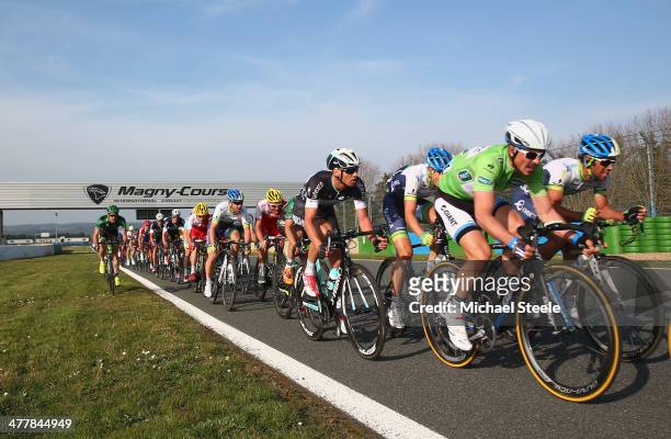 John Degenkolb of Germany and Team Giant-Shimano heads towards victory on a lap of the grand prix circuit during stage 3 of the Paris-Nice race from...