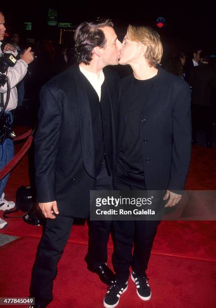 Actor Arye Gross and comedienne Ellen DeGeneres attend the "Interview with the Vampire: The Vampire Chronicles" Westwood Premiere on November 9, 1994...