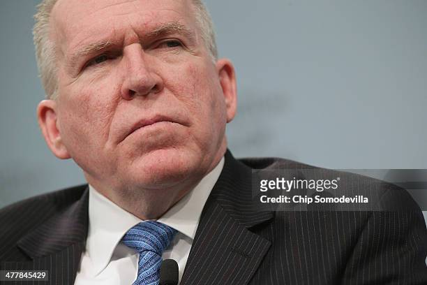 Central Intelligence Agency Director John Brennan takes questions from the audience after addressing the Council on Foreign Relations March 11, 2014...