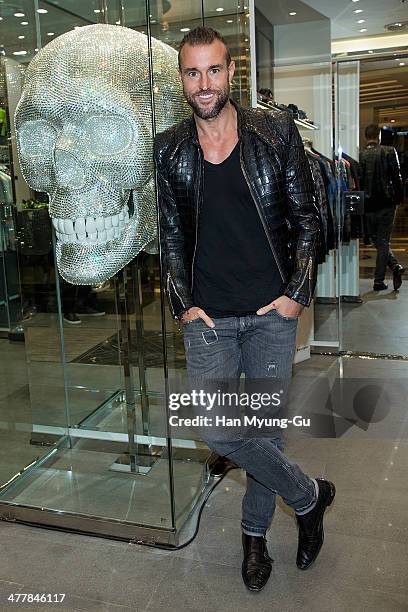 Designer Philipp Plein poses for media before the Philipp Plein S/S 2014 Collection at Lotte Department Store on March 11, 2014 in Seoul, South Korea.