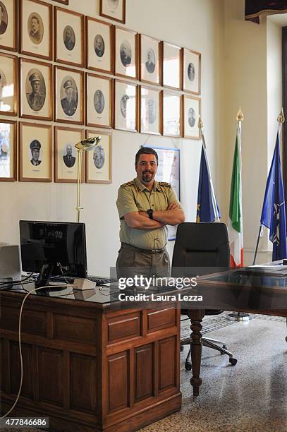 Director of Stabilimento Chimico Farmaceutico Militare Colonel Antonio Medica poses for a photo in his office at Stabilimento Chimico Farmaceutico...