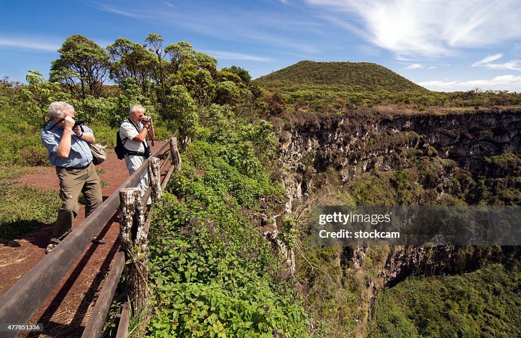 Tourists at Galapagos Islands pit craters