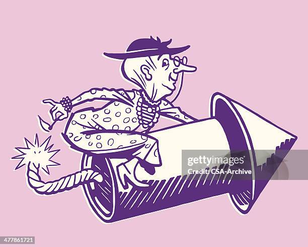 old lady riding a firecracker - firework explosive material stock illustrations