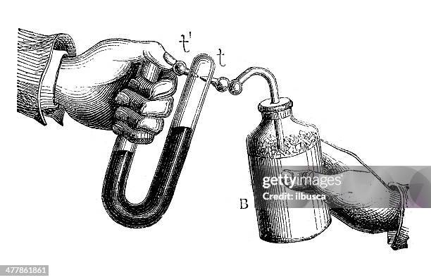 ilustrações de stock, clip art, desenhos animados e ícones de antiguidade científica química e experiências de física - proveta