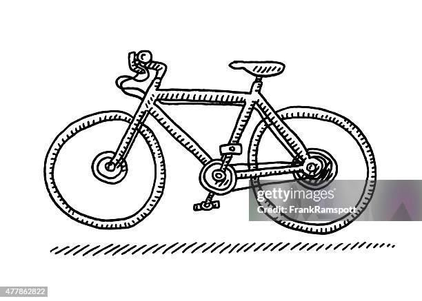 ilustrações, clipart, desenhos animados e ícones de bicicleta vista lateral de desenho - caneta e pilô