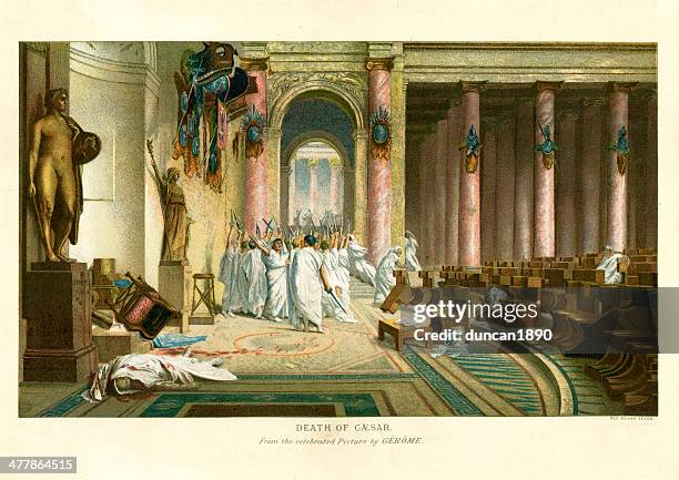 assassination of julius caesar - julius caesar emperor stock illustrations