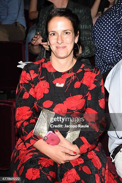 Nicole Vecchiarelli attends the Dolce & Gabbana show during the Milan Men's Fashion Week Spring/Summer 2016 on June 20, 2015 in Milan, Italy.