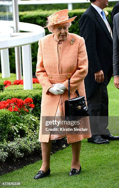 Queen Elizabeth II during the Royal Procession on day 5 of Royal Ascot 2015 at Ascot racecourse on June 20, 2015 in Ascot, England.