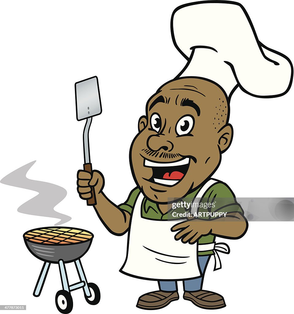 Afro americano uomo al barbecue