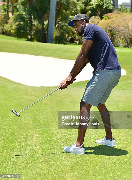 Jay Ellis attends JEEP 11th Annual Celebrity Golf Tournament during The 11th Annual Irie Weekend at Miami Beach Golf Club on June 19, 2015 in Miami...