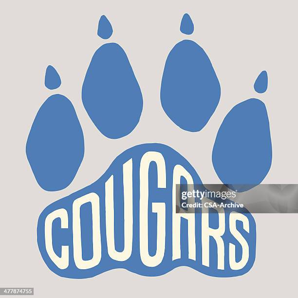 ilustrações de stock, clip art, desenhos animados e ícones de cougar pegada - pegada de pata de animal