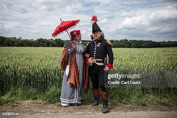 Amelia Klavel from Moscow playing the role of a chaperone and Daniele Lorenzetti from Milan playing the role of a Major in the French Napoleonic...