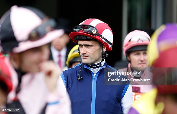 Jockey Paul Mulrennan ahead of the Diamond Jubilee Stakes during Royal Ascot 2015 at Ascot racecourse on June 20, 2015 in Ascot, England.
