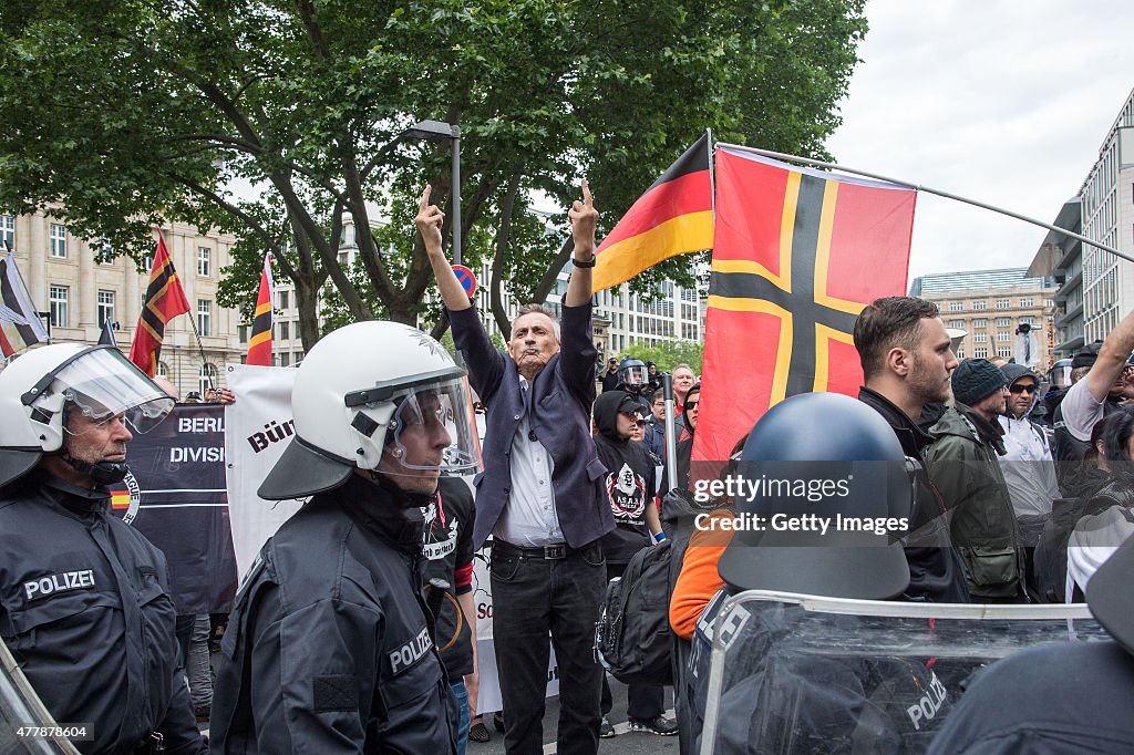 Neo-Nazis and Hooligans March In Frankfurt