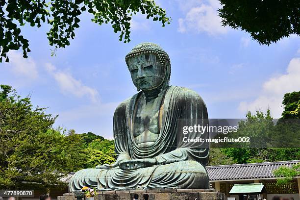 der great buddha-kamakura, japan - großer buddha von kamakura stock-fotos und bilder